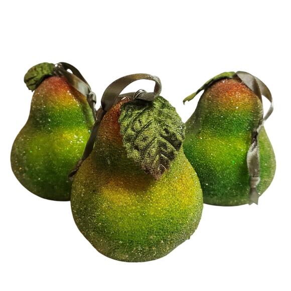 Pear Figurine - 4" Lot of 3 - Picture 1 of 5